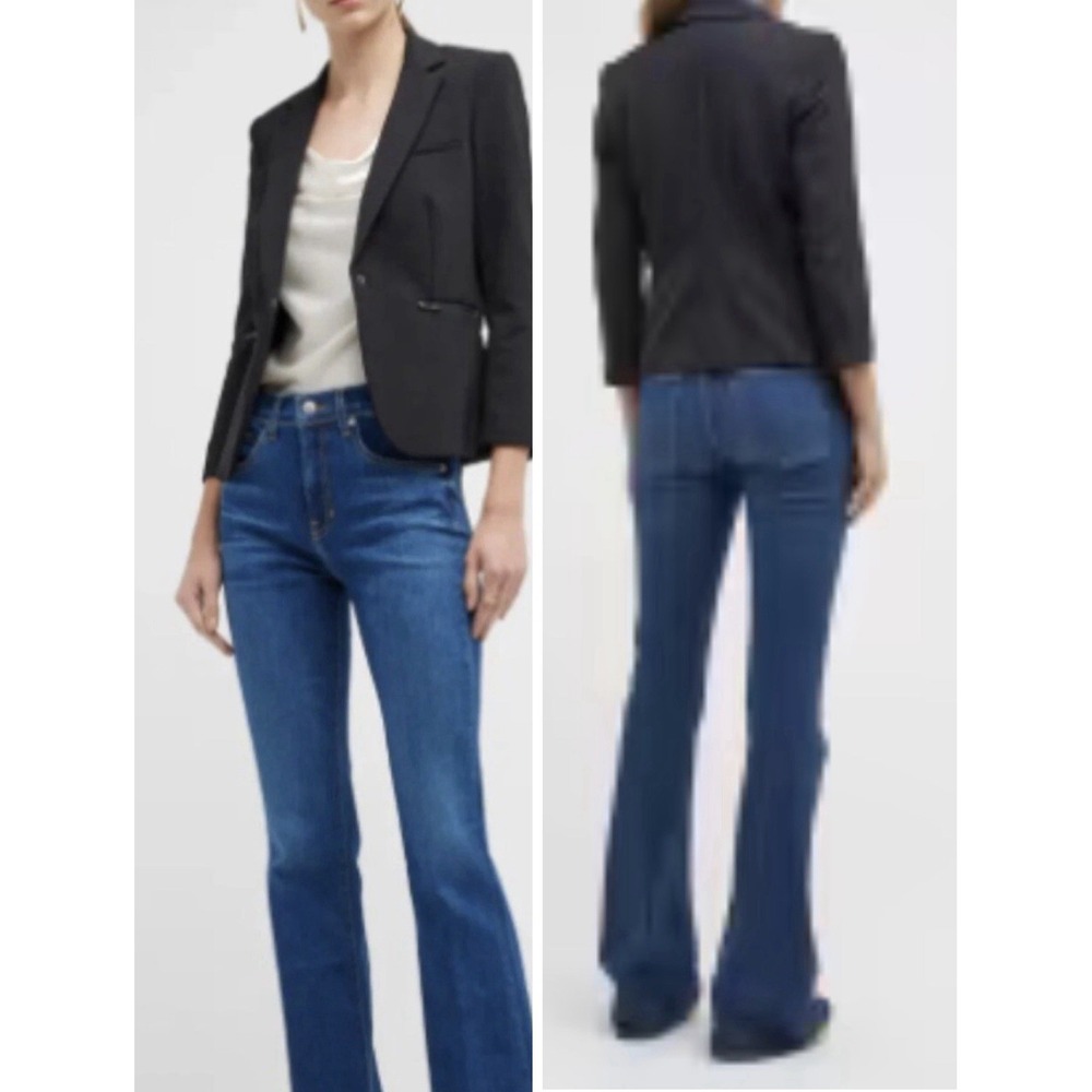 Veronica Beard Scuba Schoolboy Dickey Jacket Navy Stretch Blazer Sz 4 Preppy